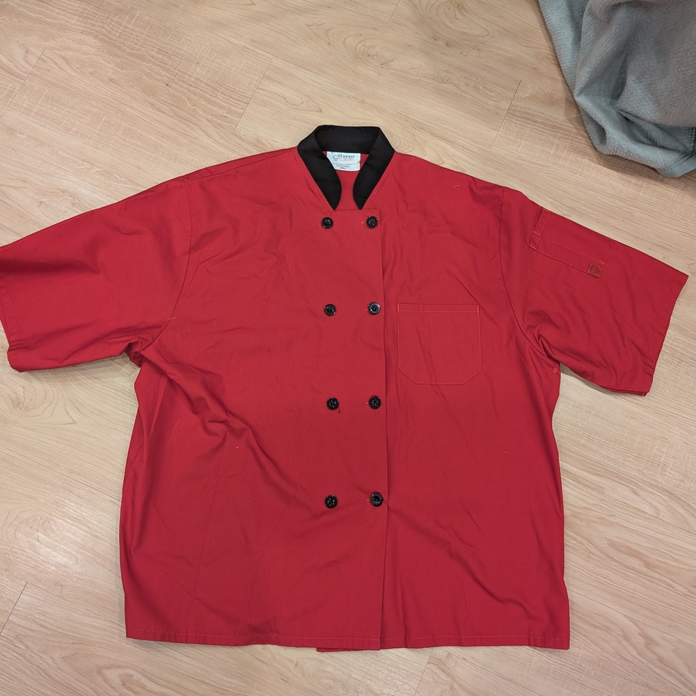Happy Chef 2X Red Botton Up Chef Jacket